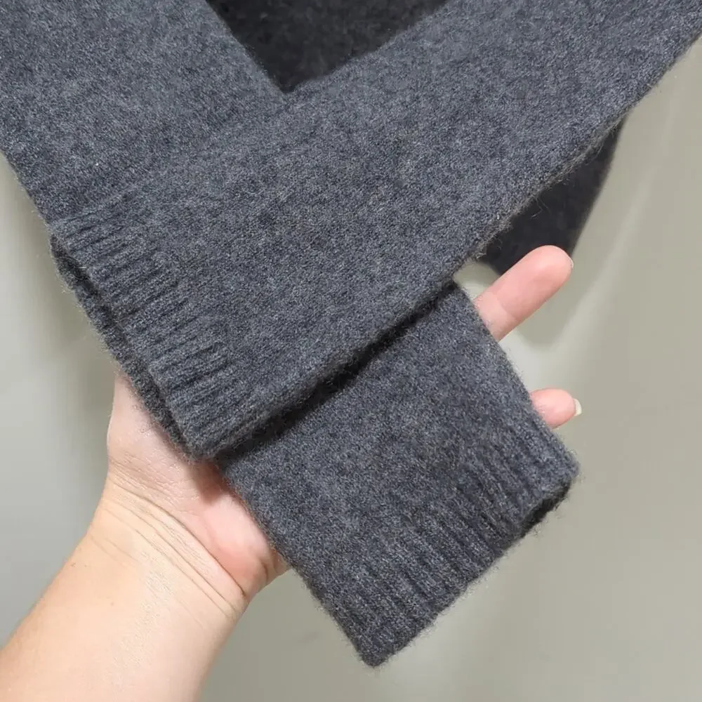 AQUA Cashmere Grey Turtleneck Sweater Women's Size S Charcoal Grey 100% Cashmere - Picture 5 of 8
